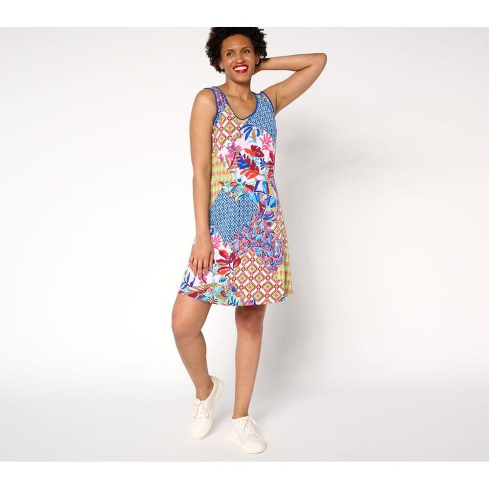Susan Graver Women's Dress Sz M Courtside Social Liquid Multi-colored A711511
